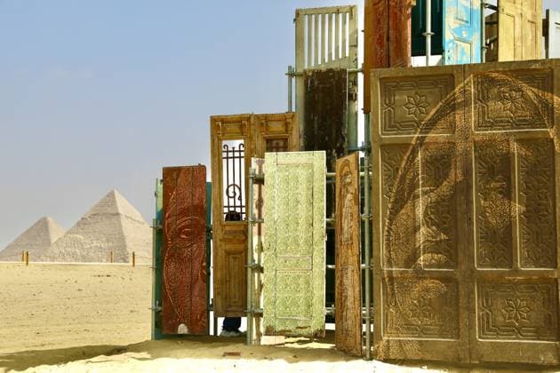 Contemporary Art Exhibition in Giza Pyramids GIZA, EGYPT - NOVEMBER 11: A view from the Forever Is Now contemporary art exhibition held near the Pyramids of Giza in Egypt on November 11, 2025. Featuring artists from different countries, the exhibition will continue to welcome visitors until December 6. Fareed Kotb Anadolu Giza Egypt. Editorial use only. Please get in touch for any other usage.  Copyright: x2025xAnadoluxFareedxKotbx