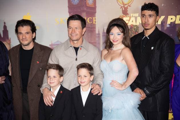 The Family Plan 2 World Premiere Arrivals at Curzon Mayfair, London, UK (L-R) - Kit Harington, Mark Wahlberg, Theodore and Peter Lindsay, Zoe Colletti, Reda Elazouar attends The Family Plan 2 World Premiere at Curzon Mayfair, London, England, UK on Tuesday 11 November, 2025., Credit:Justin Ng Avalon UK, England, London, Curzon Mayfair Copyright: xJustinxNgx xAvalonx 1051890749