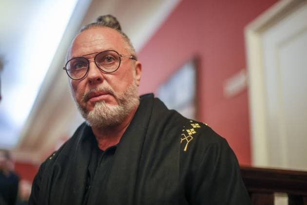 12.11.2025. Russia. Moscow. Director Yuri Grymov at the farewell ceremony for People s Artist of Russia Vladimir Simonov at the Evgeny Vakhtangov Theater. Alexey Belkin NEWS.ru BelkinxAlexey