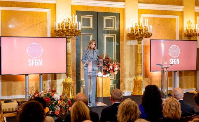 12-11-2025 Noordeinde Queen Maxima at the launch of the Financially Healthy Netherlands Foundation (SFGN), the merger of the SchuldenlabNL foundation and the National Coalition, at palace Noordeinde in The Hague. Â  Copyright: xPPEx