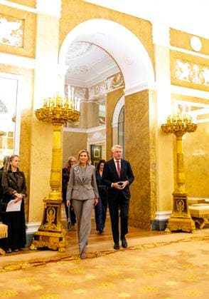 12-11-2025 Noordeinde Queen Maxima with Dick Benschop at the launch of the Financially Healthy Netherlands Foundation (SFGN), the merger of the SchuldenlabNL foundation and the National Coalition, at palace Noordeinde in The Hague. Â  Copyright: xPPEx