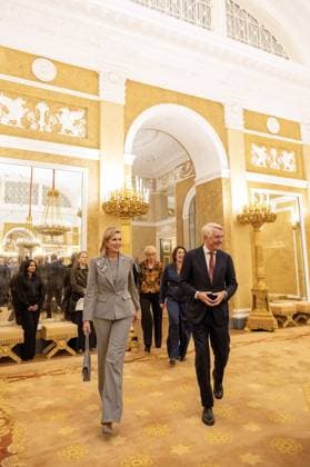 Den Haag, The Netherlands, 2025-11-12 14:25:19 THE HAGUE, 12-11-2025, Noordeinde Palace. Queen Maxima hosted the launch of the Financially Healthy Netherlands Foundation (SFGN) at Noordeinde Palace. SFGN is the result of the merger of the SchuldenlabNL foundation and the National Coalition for Financial Health (NCFG). PHOTO: NLBeeld Credit: NL Beeld Patrick van Emst  Copyright: xx x