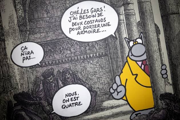Exhibition of Philippe Geluck - Paris AJ This photo is an illustration showing the corridors, paintings, drawings, Statue statues and artworks of the exhibition during the opening of the exhibition (vernissage) of Philippe Geluck, author of the comic book (Bande dessinee, BD, Livre) strip Le Chat at the Maillol Museum in Paris, France on November 12, 2025. Photo by Alexis Jumeau ABACAPRESS.COM Paris France  Copyright: xJumeauxAlexis ABACAx