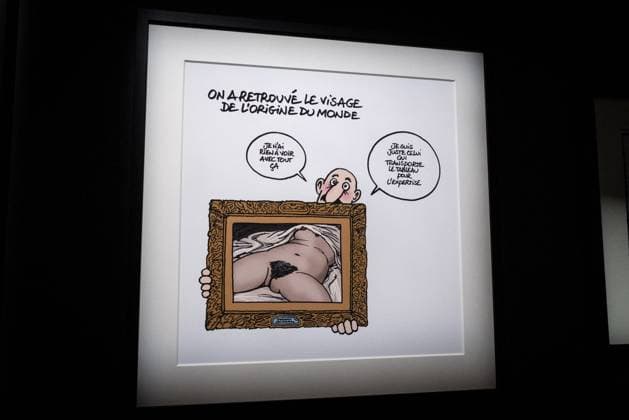 Exhibition of Philippe Geluck - Paris AJ This photo is an illustration showing the corridors, paintings, drawings, Statue statues and artworks of the exhibition during the opening of the exhibition (vernissage) of Philippe Geluck, author of the comic book (Bande dessinee, BD, Livre) strip Le Chat at the Maillol Museum in Paris, France on November 12, 2025. Photo by Alexis Jumeau ABACAPRESS.COM Paris France  Copyright: xJumeauxAlexis ABACAx