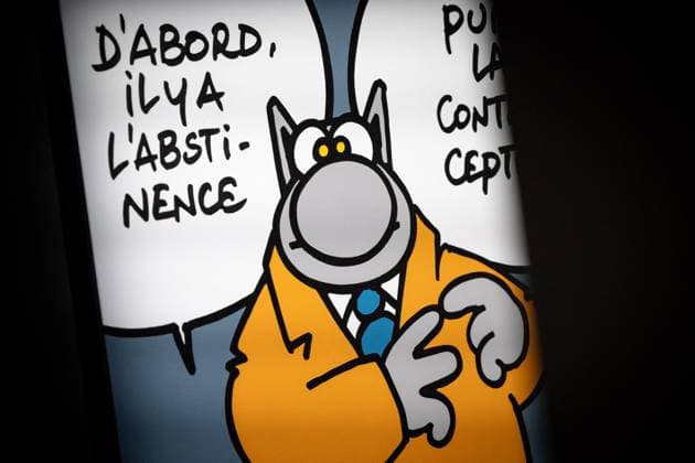 Exhibition of Philippe Geluck - Paris AJ This photo is an illustration showing the corridors, paintings, drawings, Statue statues and artworks of the exhibition during the opening of the exhibition (vernissage) of Philippe Geluck, author of the comic book (Bande dessinee, BD, Livre) strip Le Chat at the Maillol Museum in Paris, France on November 12, 2025. Photo by Alexis Jumeau ABACAPRESS.COM Paris France  Copyright: xJumeauxAlexis ABACAx