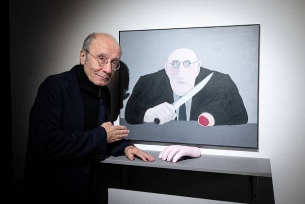 Exhibition of Philippe Geluck - Paris AJ Portrait of Philippe Geluck during the opening of the exhibition (vernissage) of Philippe Geluck, author of the comic book (Bande dessinee, BD, Livre) strip Le Chat at the Maillol Museum in Paris, France on November 12, 2025. Photo by Alexis Jumeau ABACAPRESS.COM Paris France  Copyright: xJumeauxAlexis ABACAx