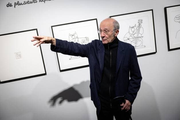 Exhibition of Philippe Geluck - Paris AJ Portrait of Philippe Geluck during the opening of the exhibition (vernissage) of Philippe Geluck, author of the comic book (Bande dessinee, BD, Livre) strip Le Chat at the Maillol Museum in Paris, France on November 12, 2025. Photo by Alexis Jumeau ABACAPRESS.COM Paris France  Copyright: xJumeauxAlexis ABACAx