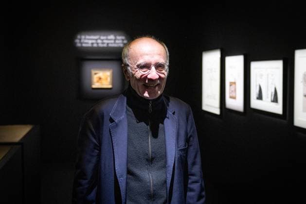 Exhibition of Philippe Geluck - Paris AJ Portrait of Philippe Geluck during the opening of the exhibition (vernissage) of Philippe Geluck, author of the comic book (Bande dessinee, BD, Livre) strip Le Chat at the Maillol Museum in Paris, France on November 12, 2025. Photo by Alexis Jumeau ABACAPRESS.COM Paris France  Copyright: xJumeauxAlexis ABACAx