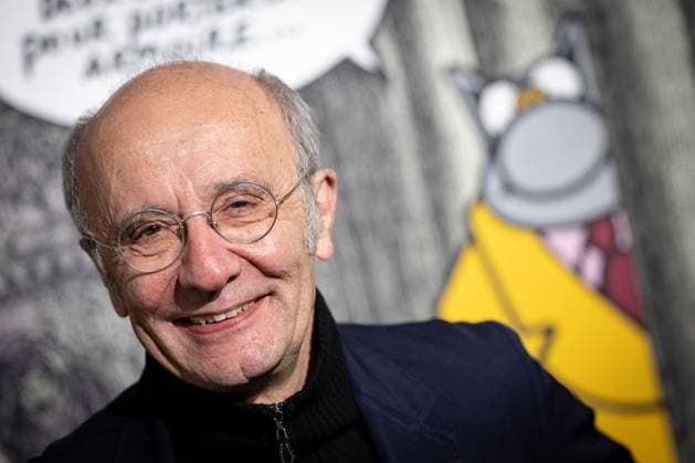 Exhibition of Philippe Geluck - Paris AJ Close up portrait of Philippe Geluck during the opening of the exhibition (vernissage) of Philippe Geluck, author of the comic book (Bande dessinee, BD, Livre) strip Le Chat at the Maillol Museum in Paris, France on November 12, 2025. Photo by Alexis Jumeau ABACAPRESS.COM Paris France  Copyright: xJumeauxAlexis ABACAx