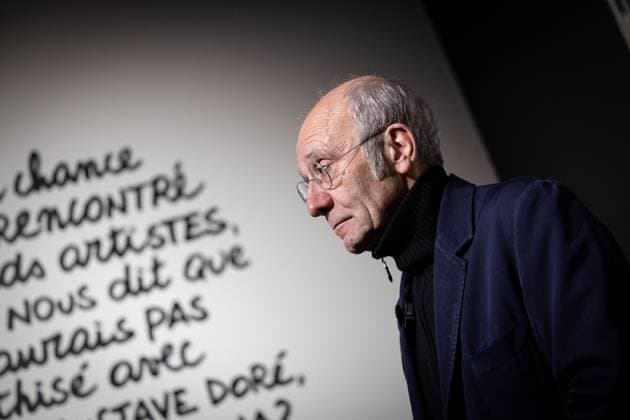 Exhibition of Philippe Geluck - Paris AJ Portrait of Philippe Geluck during the opening of the exhibition (vernissage) of Philippe Geluck, author of the comic book (Bande dessinee, BD, Livre) strip Le Chat at the Maillol Museum in Paris, France on November 12, 2025. Photo by Alexis Jumeau ABACAPRESS.COM Paris France  Copyright: xJumeauxAlexis ABACAx