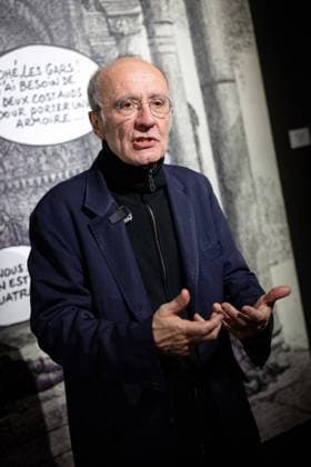 Exhibition of Philippe Geluck - Paris AJ Portrait of Philippe Geluck during the opening of the exhibition (vernissage) of Philippe Geluck, author of the comic book (Bande dessinee, BD, Livre) strip Le Chat at the Maillol Museum in Paris, France on November 12, 2025. Photo by Alexis Jumeau ABACAPRESS.COM Paris France  Copyright: xJumeauxAlexis ABACAx