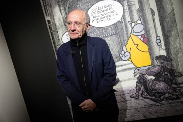 Exhibition of Philippe Geluck - Paris AJ Portrait of Philippe Geluck during the opening of the exhibition (vernissage) of Philippe Geluck, author of the comic book (Bande dessinee, BD, Livre) strip Le Chat at the Maillol Museum in Paris, France on November 12, 2025. Photo by Alexis Jumeau ABACAPRESS.COM Paris France  Copyright: xJumeauxAlexis ABACAx