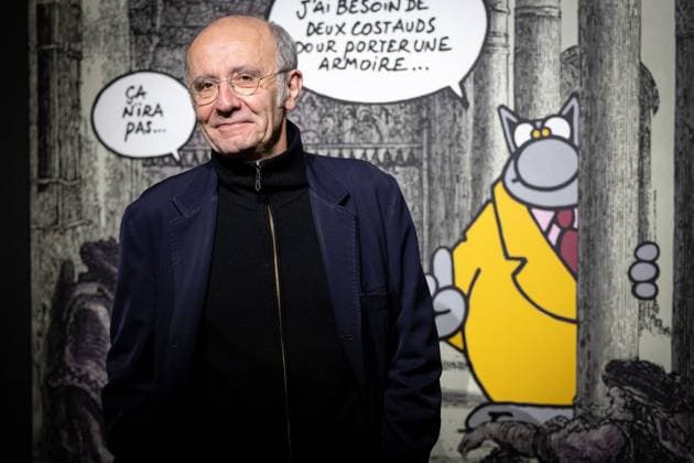 Exhibition of Philippe Geluck - Paris AJ Portrait of Philippe Geluck during the opening of the exhibition (vernissage) of Philippe Geluck, author of the comic book (Bande dessinee, BD, Livre) strip Le Chat at the Maillol Museum in Paris, France on November 12, 2025. Photo by Alexis Jumeau ABACAPRESS.COM Paris France  Copyright: xJumeauxAlexis ABACAx