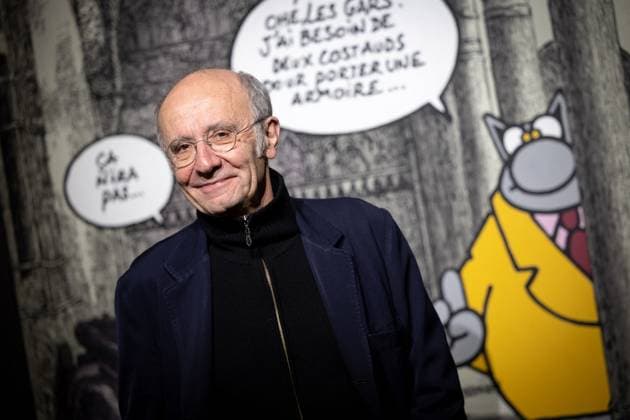 Exhibition of Philippe Geluck - Paris AJ Close up portrait of Philippe Geluck during the opening of the exhibition (vernissage) of Philippe Geluck, author of the comic book (Bande dessinee, BD, Livre) strip Le Chat at the Maillol Museum in Paris, France on November 12, 2025. Photo by Alexis Jumeau ABACAPRESS.COM Paris France  Copyright: xJumeauxAlexis ABACAx