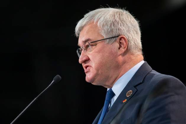 November 12, 2025, Niagara-On-The-Lake, On, Canada: Minister of Foreign Affairs of Ukraine Andrii Sybiha delivers remarks during the G7 Foreign Ministers Meeting in Niagara-on-the-Lake on Wednesday, Nov. 12, 2025. Niagara-On-The-Lake Canada  - ZUMAc35_ 20251112_zaf_c35_015 Copyright: xNickxIwanyshynx