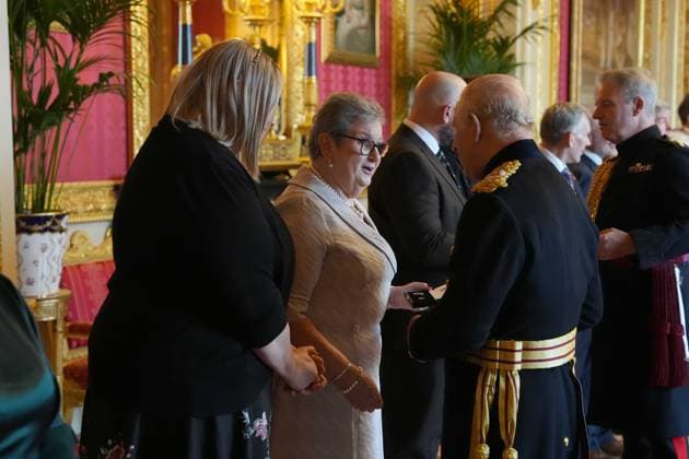 Elizabeth Emblem service Mrs. Thelma Corkey (Widow) receives the Elizabeth Emblem from King Charles III at Windsor Castle, Berkshire, for Reserve Constable Snowden Corkey, Picture date: Wednesday November 12, 2025., Credit:Jonathan Brady Avalon UK, London  Copyright: xJonathanxBradyx xAvalonx 1052082976