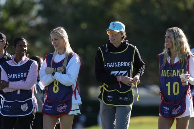 BELLEAIR, FL - NOVEMBER 12: Sophie Cunningham, Carson Hocevar and Lexie Hull at the Pro Am for The Annika driven by Gainbridge at Pelican on November 12, 2025 at the Pelican Golf Club in Belleair, Florida. Copyright: xmpi34x