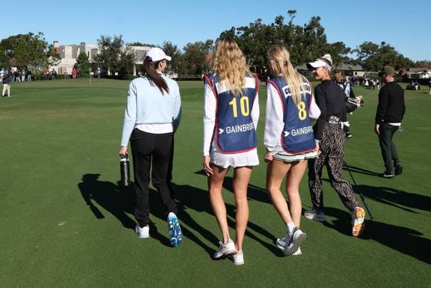 BELLEAIR, FL - NOVEMBER 12: Lexie Hull, Sophie Cunningham and Nelly Korda at the Pro Am for The Annika driven by Gainbridge at Pelican on November 12, 2025 at the Pelican Golf Club in Belleair, Florida. Copyright: xmpi34x