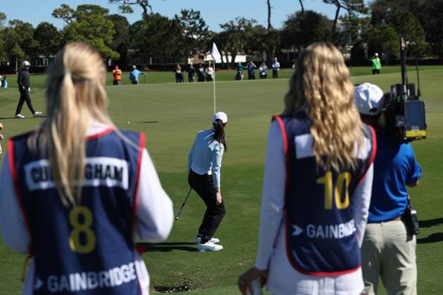 BELLEAIR, FL - NOVEMBER 12: Lexie Hull, Sophie Cunningham and Caitlin Clark at the Pro Am for The Annika driven by Gainbridge at Pelican on November 12, 2025 at the Pelican Golf Club in Belleair, Florida. Copyright: xmpi34x