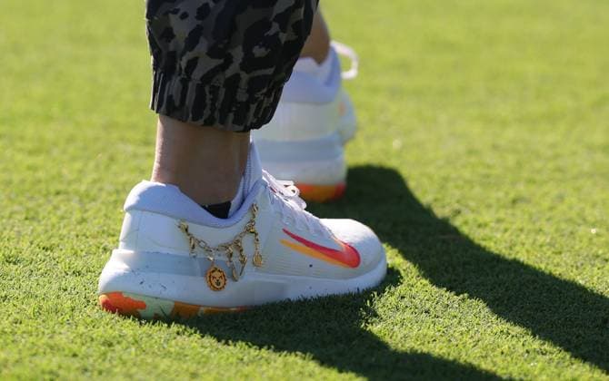 BELLEAIR, FL - NOVEMBER 12: Close up of Nelly Korda™s Nike Golf Sneakers at the Pro Am for The Annika driven by Gainbridge at Pelican on November 12, 2025 at the Pelican Golf Club in Belleair, Florida. Copyright: xmpi34x