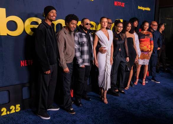 November 12, 2025, Los Angeles, California, USA: Myles Murphy, Christian Murphy, Eric Murphy, Paige Butcher, Eddie Murphy, Bella Murphy, Shayne Audra Murphy, Zola Murphy and Bria Murphy Xavier and guest at the Netflix Being Eddie Premiere held on Wednesday November 12, 2025 at the Netflix Tudum Theater in Los Angeles, California. JAVIER ROJAS PI Los Angeles USA - ZUMAp124 20251112_zaa_p124_022 Copyright: xJavierxRojasx