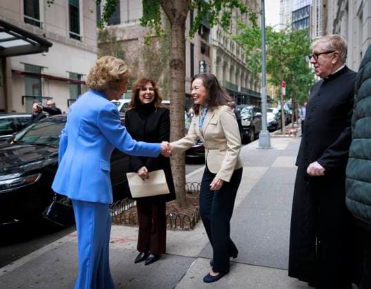 12-11-2025 USA Queen Sofia of Spain attended the memorial of Diego de Gardoqui, Spains first ambassador to the United States (1784-1789), organized by the Queen Sofia Spanish Institute in New York. Â  Copyright: xPPEx