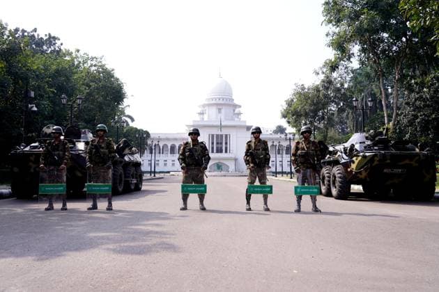 November 13, 2025, Dhaka, Dhaka, Bangladesh: On November 13, 2025, in protest of the announcement of the verdict date in the war crimes and crimes against humanity case related to the 2024 mass uprising wher e former Prime Minister Sheikh Hasina, former Home Minister Asaduzzaman Khan Kamal, and others stand accusedthe banned Awami League observed its previously declared nationwide lockdown program centering on the day. .To counter the lockdown program, leaders and activists from various political parties were seen taking positions on key roads and highways across Dhaka. Law enforcement agencies were deployed in a state of high alert to prevent any potential unrest, and a strict security perimeter was establis - ZUMAk185 20251113_zip_k185_019 Copyright: xRubelxKarmakerx