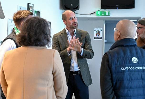 The Prince Of Wales Opens New Road At Mousehole Football Club Prince William, Prince of Wales, Duke of Cornwall speaks with members of the community inside the football club, during his visit to Mousehole AFC, where he opened a new access road to the club s ground and facilities on November 13, 2025 in Mousehole, England., Credit:Avalon.red Avalon United Kingdom, England, Mousehole  Copyright: xAvalon.redx xAvalonx 1052257891