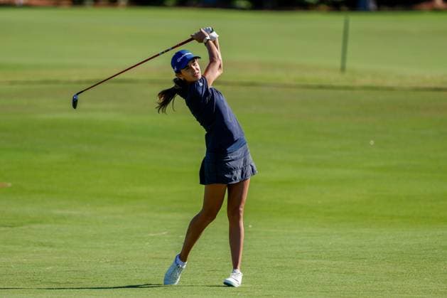 November 13, 2025, Belleair, Florida, USA: Kai Trump, the granddaughter of President Trump, hits an approach shot on the 14th hole during the first round of The ANNIKA at the Pelican Golf Club at on Thursday, Nov. 13, 2025, in Belleair. Belleair USA - ZUMAs70_ 20251113_zan_s70_056 Copyright: xJeffereexWoox