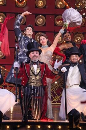 Jonas Hein, Gavin Turnbull, Sarah Engels at the premiere of Sarah Engels at Moulin Rouge Das Musical in the Musical Dome in Cologne on 13 11 2025