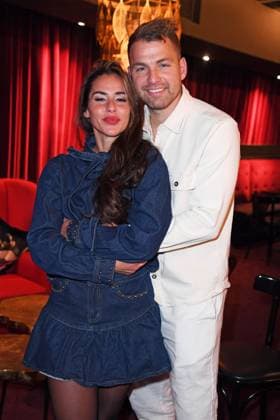Sarah Engels with husband Julian Engels at the premiere of Sarah Engels at Moulin Rouge The Musical at the Musical Dome in Cologne on 13 11 2025