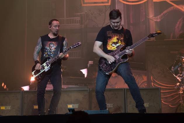 Volbeat Perform at OVO Arena Wembley, London Lead guitarist Flemming C. Lund and lead singer Michael Poulsen of Danish rock metal band Volbeat performs at OVO Arena Wembley, London, England, UK on Thursday 13 November 2025., Credit:Justin Ng Avalon UK, England, London, OVO Arena Wembley  Copyright: xJustinxNgx xAvalonx 1052296882