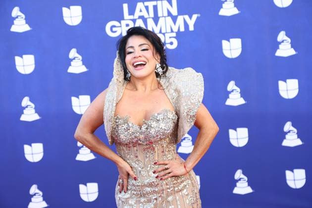 Carolina Sandoval Guzman arrives for the 26th annual Latin Grammy Awards at the MGM Garden Arena in Las Vegas, Nevada on Thursday, November 13, 2025.  LAV20251113024 JAMESxATOA