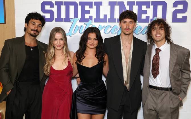 Los Angeles premiere of Tubi™s YA Original Film SIDELINED 2: INTERCEPTED 13 November 2025 . Los Angeles, California - Drew Ray Tanner, Roan Curtis, Siena Agudong, Noah Beck, Charlie Gillespie At Los Angeles premiere of Tubi™s YA Original Film SIDELINED 2: INTERCEPTED held at The Pacific Design Center in Los Angeles., Credit:Sadou Faye Avalon United States, CA, Los Angeles, Pacific Design Center  Copyright: xSadouxFayex xAvalonx 1052333921