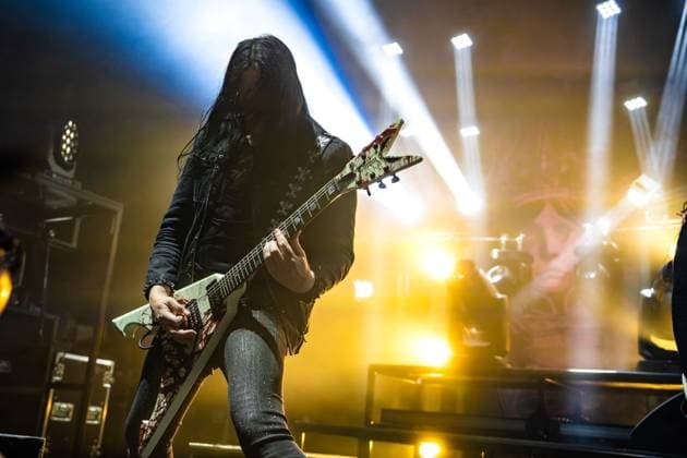 Arch Enemy live in Copenhagen, Denmark Copenhagen, Denmark. 13th, November 2025. The Swedish melodic death metal band Arch Enemy performs a live concert at Poolen in Copenhagen. Here guitarist Michael Amott is seen live on stage. Denmark, Copenhagen  Copyright: xGonzalesxPhoto NikolajxBransholmx