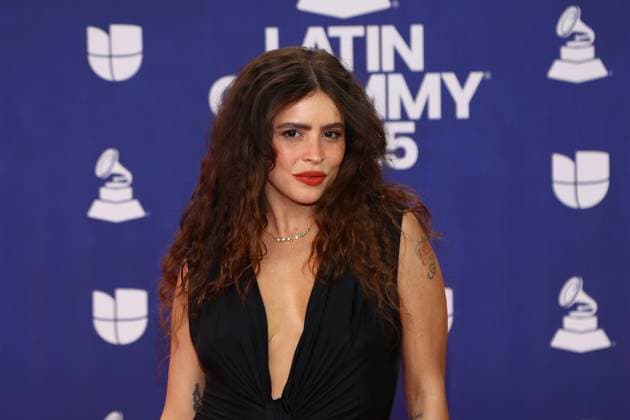 Natascha Falcão arrives for the 26th annual Latin Grammy Awards at the MGM Garden Arena in Las Vegas, Nevada on Thursday, November 13, 2025.  LAV20251113170 JAMESxATOA