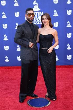 (L-R) Maluma and Susana Gómez arrives for the 26th annual Latin Grammy Awards at the MGM Garden Arena in Las Vegas, Nevada on Thursday, November 13, 2025.  LAV20251113083 JAMESxATOA