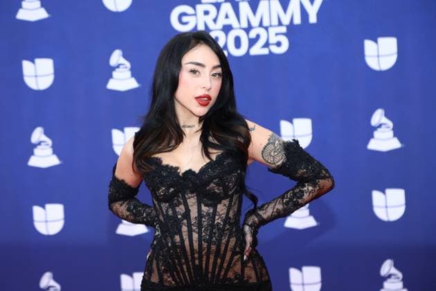 Nicki Nicole arrives for the 26th annual Latin Grammy Awards at the MGM Garden Arena in Las Vegas, Nevada on Thursday, November 13, 2025.  LAV20251113106 JAMESxATOA