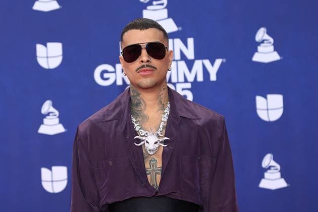 Rauw Alejandro arrives for the 26th annual Latin Grammy Awards at the MGM Garden Arena in Las Vegas, Nevada on Thursday, November 13, 2025.  LAV20251113134 JAMESxATOA