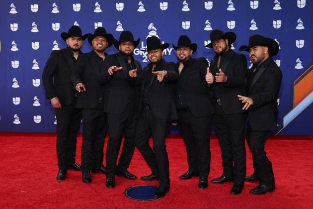 La Energia Nortena arrives for the 26th annual Latin Grammy Awards at the MGM Garden Arena in Las Vegas, Nevada on Thursday, November 13, 2025.  LAV20251113136 JAMESxATOA