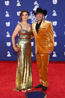 Bobby Pulido (R) arrives for the 26th annual Latin Grammy Awards at the MGM Garden Arena in Las Vegas, Nevada on Thursday, November 13, 2025.  LAV20251113139 JAMESxATOA