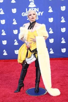 Mon Laferte arrives for the 26th annual Latin Grammy Awards at the MGM Garden Arena in Las Vegas, Nevada on Thursday, November 13, 2025.  LAV20251113056 JAMESxATOA