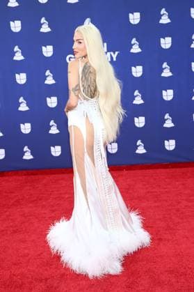 Elena Rose arrives for the 26th annual Latin Grammy Awards at the MGM Garden Arena in Las Vegas, Nevada on Thursday, November 13, 2025.  LAV20251113123 JAMESxATOA