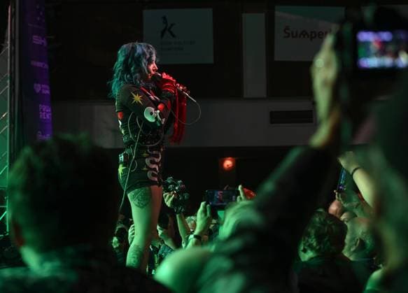 Singer Greta Valenti of Beaux Gris Gris & The Apocalypse performs during the Blues Alive festival 2025 in Sumperk, Czech Republic, on November 14, 2025. (CTKxPhoto LudekxPerina) CTKPhotoP2025111409101  CTKPhotoP2025111409101