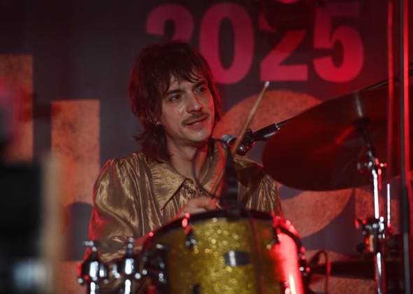 Drummer Alessandro Cinelli of Cinelli Brothers performs during the Blues Alive festival 2025 in Sumperk, Czech Republic, on November 14, 2025. (CTKxPhoto LudekxPerina) CTKPhotoP2025111409428  CTKPhotoP2025111409428