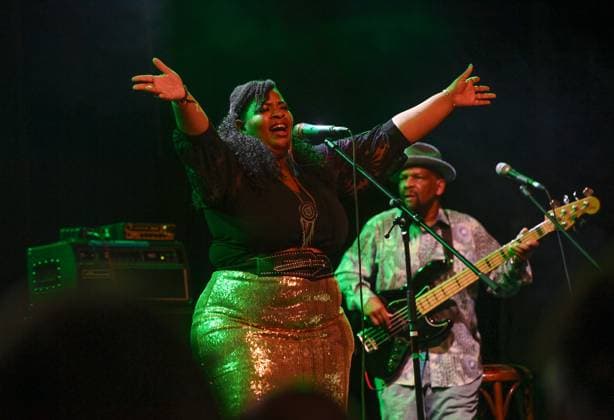 Carly Harvey, a special guest of the night, performs during Selwyn Birchwood Band show within the Blues Alive festival 2025 in Sumperk, Czech Republic, on November 14, 2025. (CTKxPhoto LudekxPerina) CTKPhotoP2025111500066  CTKPhotoP2025111500066