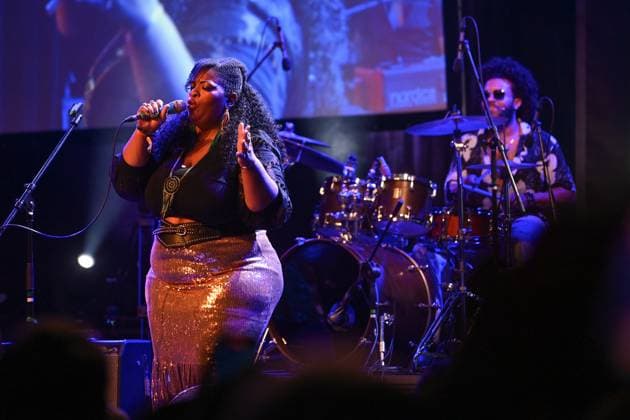 Carly Harvey, a special guest of the night, performs during Selwyn Birchwood Band show within the Blues Alive festival 2025 in Sumperk, Czech Republic, on November 14, 2025. (CTKxPhoto LudekxPerina) CTKPhotoP2025111500075  CTKPhotoP2025111500075