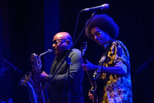 Selwyn Birchwood (right) of Selwyn Birchwood Band performs during the Blues Alive festival 2025 in Sumperk, Czech Republic, on November 14, 2025. (CTKxPhoto LudekxPerina) CTKPhotoP2025111500103  CTKPhotoP2025111500103