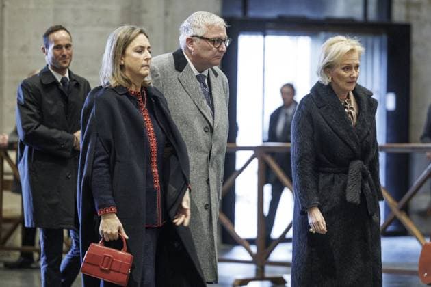 Princess Claire of Belgium, Prince Laurent of Belgium and Princess Astrid of Belgium pictured during the Te Deum mass, on the occasion of the King s Feast, at the Saint Michael and St Gudula Cathedral (Cathedrale Saints Michel et Gudule Sint-Michiels- en Sint-Goedelekathedraal) in Brussels on Saturday 15 November 2025.  NICOLASxMAETERLINCK 141732144
