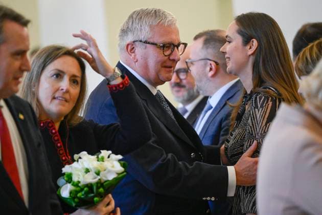 2025 Kings Day Celebration At House Of Representatives Of Belgium BRUSSELS, BELGIUM - NOVEMBER 15: Their Royal Highnesses Prince Laurent and Princess Claire pictured arriving at the ceremony organised by the House of Representatives, the Senate and the Federal Government at the Palace of the Nation on the occasion of the King s Birthday. This year s theme is Diplomacy in a changing world. on November 15, 2025 in Brussels, Belgium, 15 11 2025 Brussels Belgium  Copyright: xPhilipxReynaersx